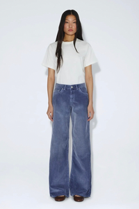 Dr Denim Rhee Low Wide Washed Blue Shade Cord Jeans