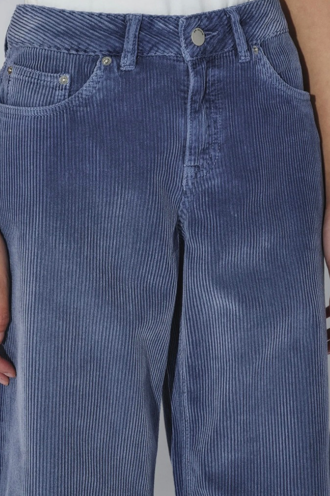 Dr Denim Rhee Low Wide Washed Blue Shade Cord Jeans