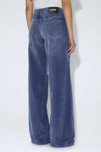Dr Denim Rhee Low Wide Washed Blue Shade Cord Jeans
