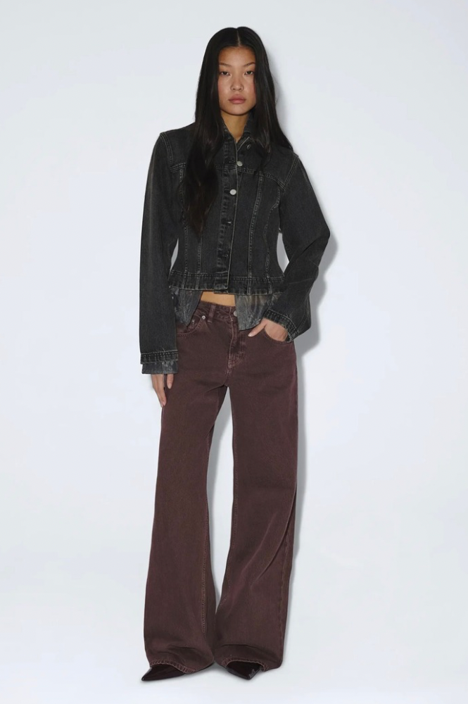 Dr Denim Rhue Low Wide Washed Aubergine Jeans