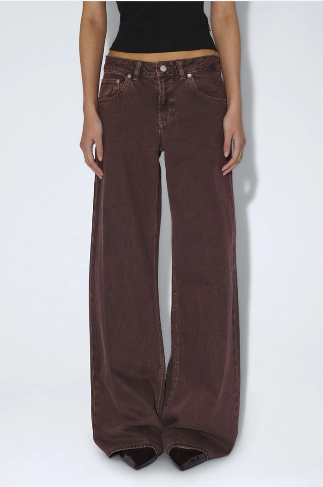 Dr Denim Rhue Low Wide Washed Aubergine Jeans