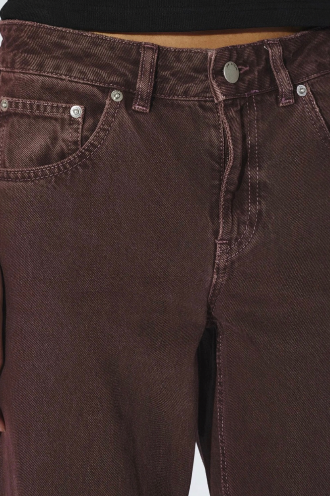 Dr Denim Rhue Low Wide Washed Aubergine Jeans
