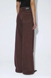 Dr Denim Rhue Low Wide Washed Aubergine Jeans