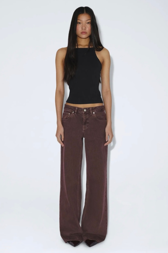 Dr Denim Rhue Low Wide Washed Aubergine Jeans
