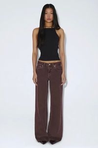 Dr Denim Rhue Low Wide Washed Aubergine Jeans