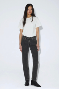 Dr Denim Straw Mid Slim Tar Aged Black Jeans