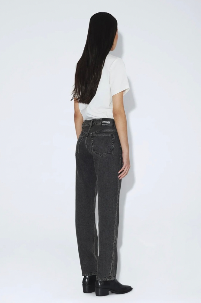 Dr Denim Straw Mid Slim Tar Aged Black Jeans
