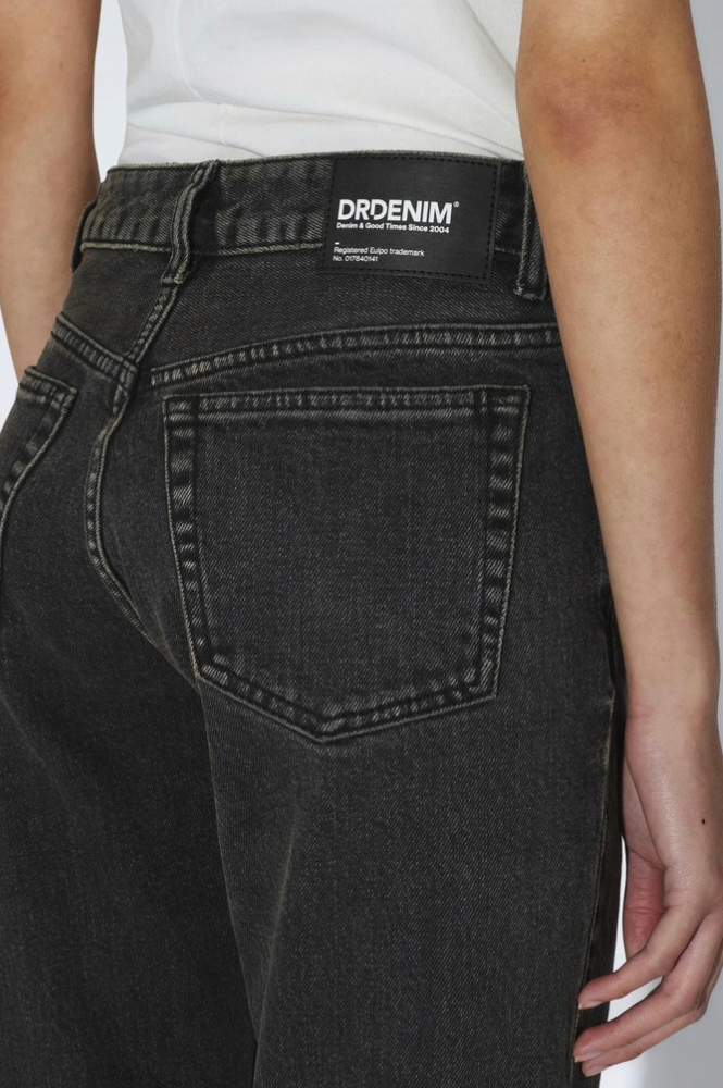 Dr Denim Straw Mid Slim Tar Aged Black Jeans