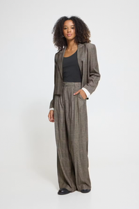 ICHI Laito Black & Toasted Check Trousers
