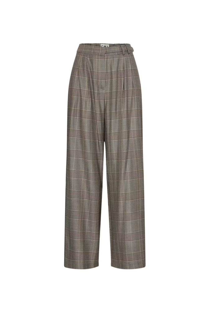 ICHI Laito Black & Toasted Check Trousers