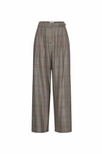 ICHI Laito Black & Toasted Check Trousers