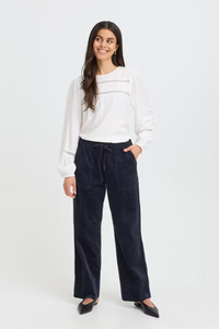 Fransa Salomi Navy Corduroy Trousers
