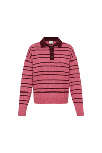 ICHI Sage Fruit Dove Stripe Knitted Polo
