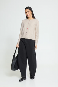 ICHI Fanny Birch Melange Button Detail Cardigan