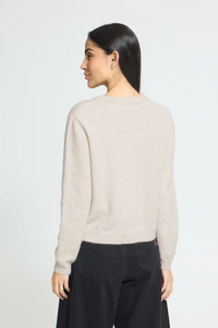 ICHI Fanny Birch Melange Button Detail Cardigan