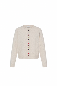 ICHI Fanny Birch Melange Button Detail Cardigan