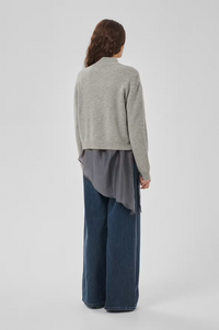 My Essential Wardrobe Tracy Light Grey Melange Zip-Up Cardigan