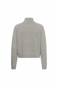 My Essential Wardrobe Tracy Light Grey Melange Zip-Up Cardigan
