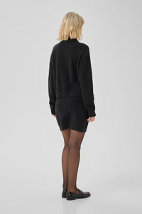 My Essential Wardrobe Tracy Dark Grey Melange Zip-Up Cardigan