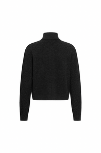 My Essential Wardrobe Tracy Dark Grey Melange Zip-Up Cardigan