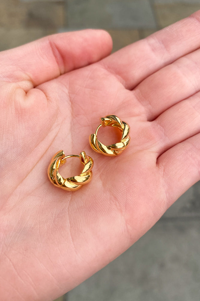 Rope Huggie Hoop Earrings in Gold - The Mercantile London