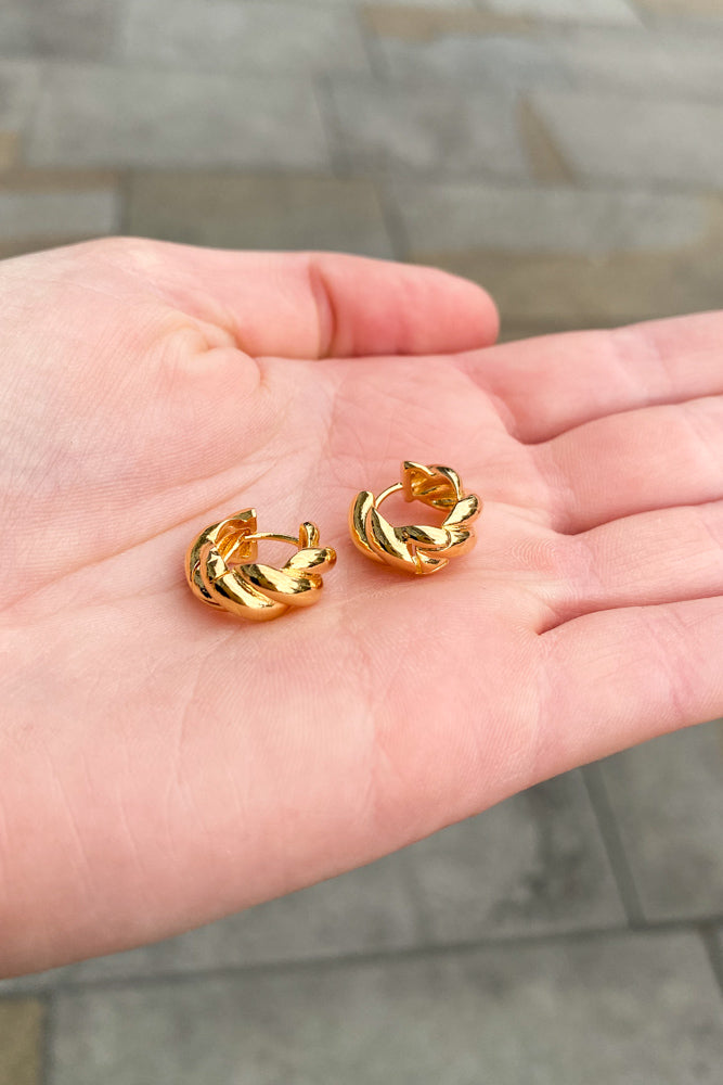 Rope Huggie Hoop Earrings in Gold - The Mercantile London