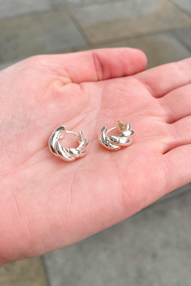 Rope Huggie Hoop Earrings in Silver - The Mercantile London