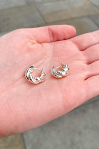 Rope Huggie Hoop Earrings in Silver - The Mercantile London