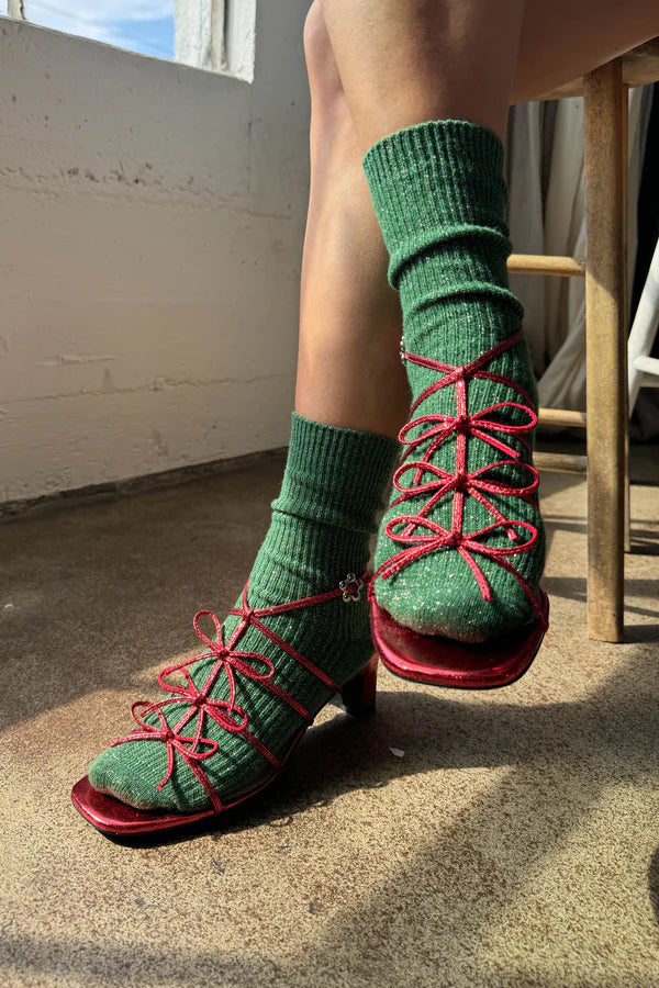 Le Bon Shoppe Winter Sparkle Evergreen Socks - The Mercantile London