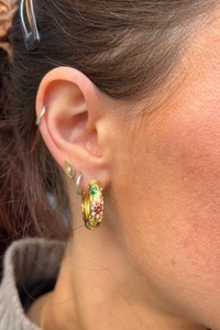 L.A. Pink Floral Enamel Hoop Earrings - The Mercantile London