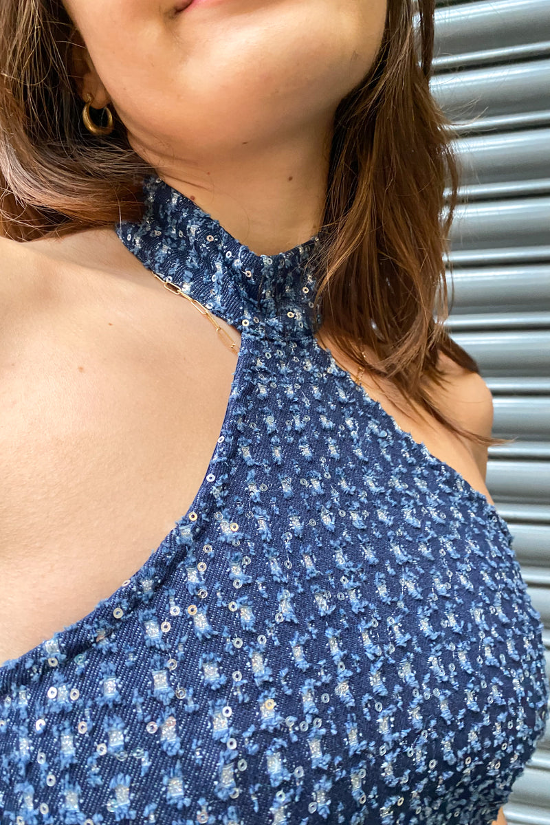 Resume Valvina Metallic Blue Dress - The Mercantile London