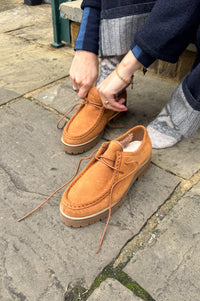 Beaumont Organic Kutsu-Kate Suede Caramel Shoes - The Mercantile London