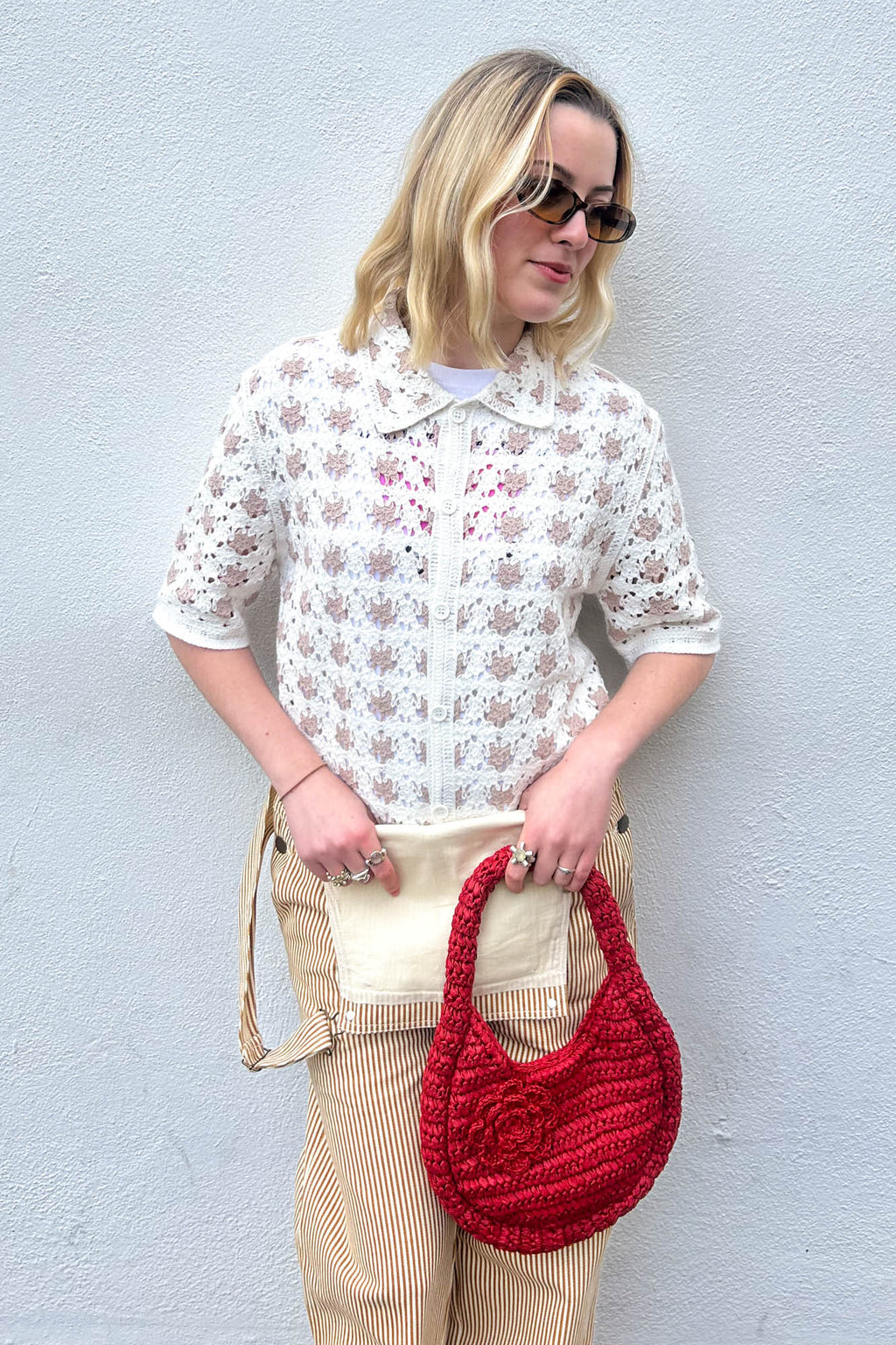 Wax Porto Splash Crochet Ecru Shirt - The Mercantile London