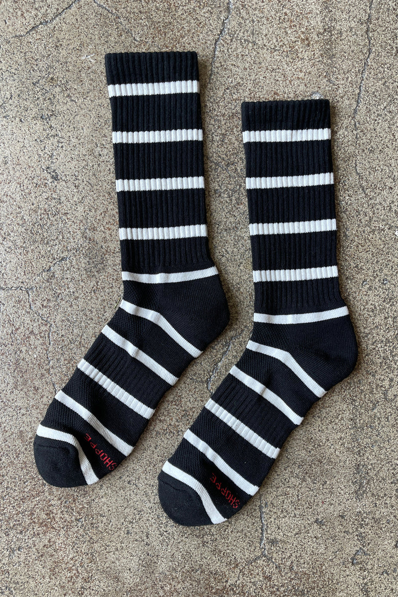Le Bon Shoppe Extended Boyfriend Black Stripe Socks - The Mercantile London