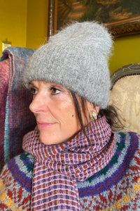 Arctic Fox Grey Alpaca Beanie - The Mercantile London