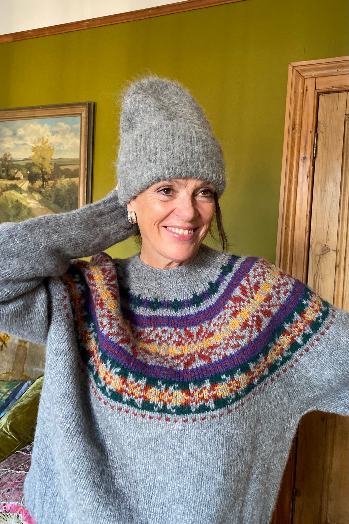 Arctic Fox Grey Alpaca Beanie - The Mercantile London