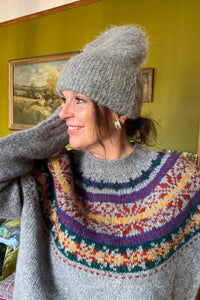 Arctic Fox Grey Alpaca Beanie - The Mercantile London