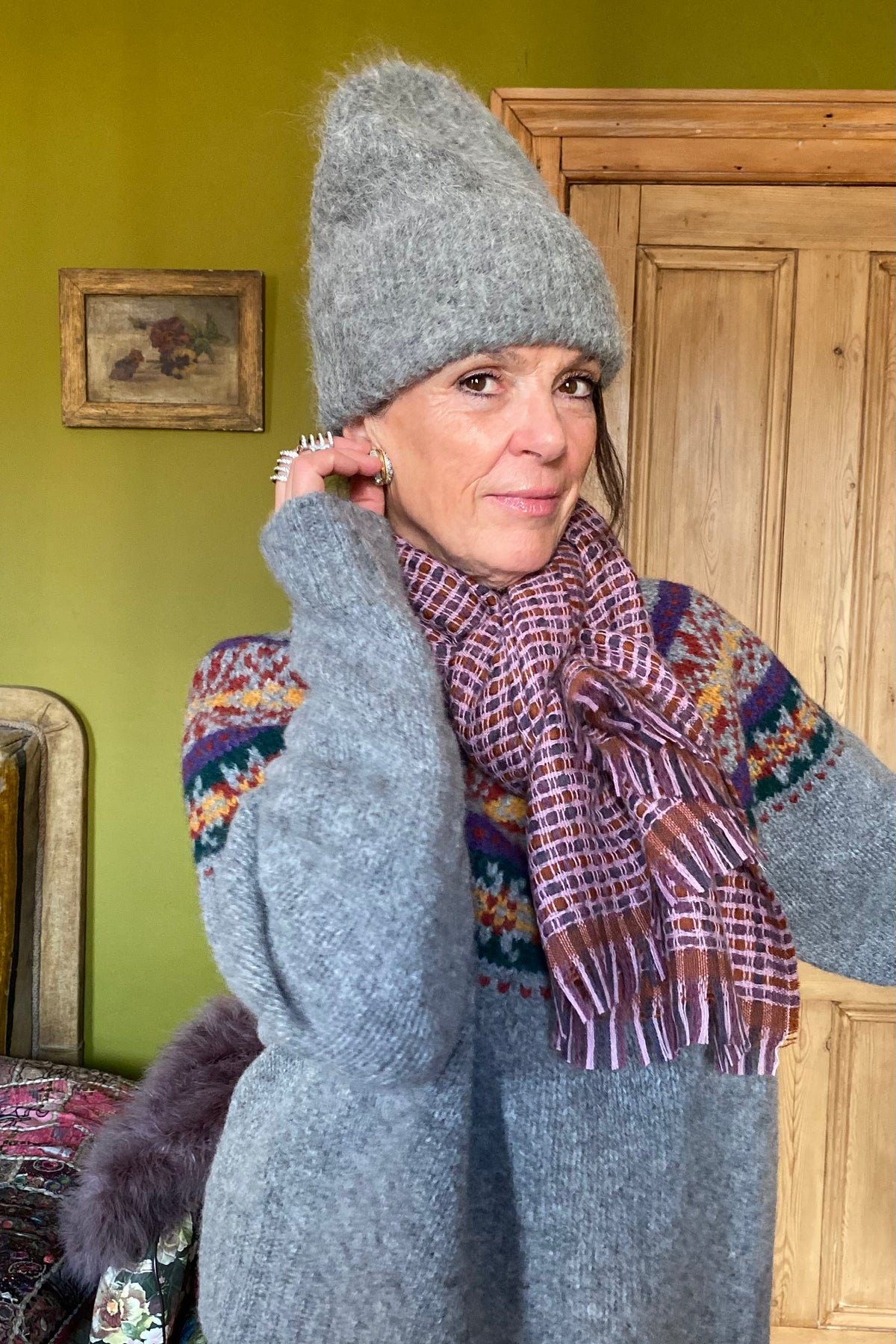 Arctic Fox Grey Alpaca Beanie - The Mercantile London