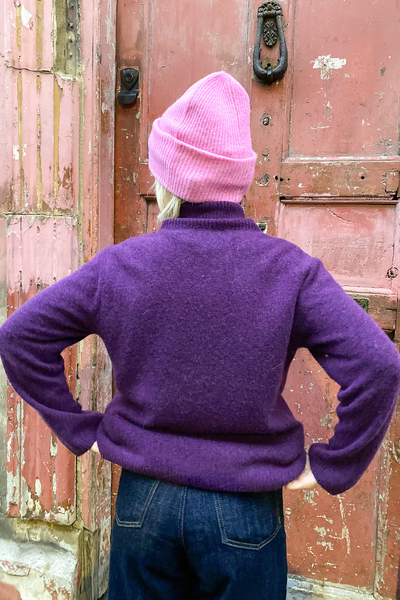 Nice Things Midneck Dark Mauve Sweater - The Mercantile London