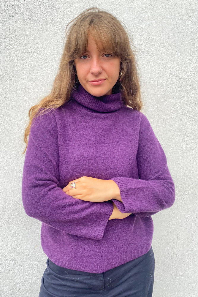Nice Things Midneck Dark Mauve Sweater - The Mercantile London
