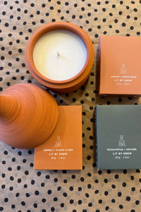 Lit By Drew Textured Terracotta Candle Moroccan Amber + Orris Root - The Mercantile London