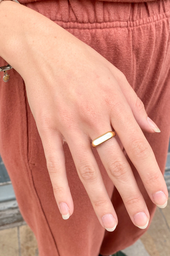 Everyday Gold & Pearl Lozenge Ring - The Mercantile London