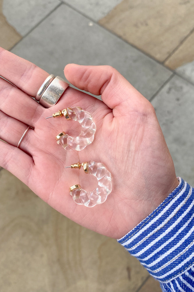 White Resin Hoop Earring in Clear - The Mercantile London
