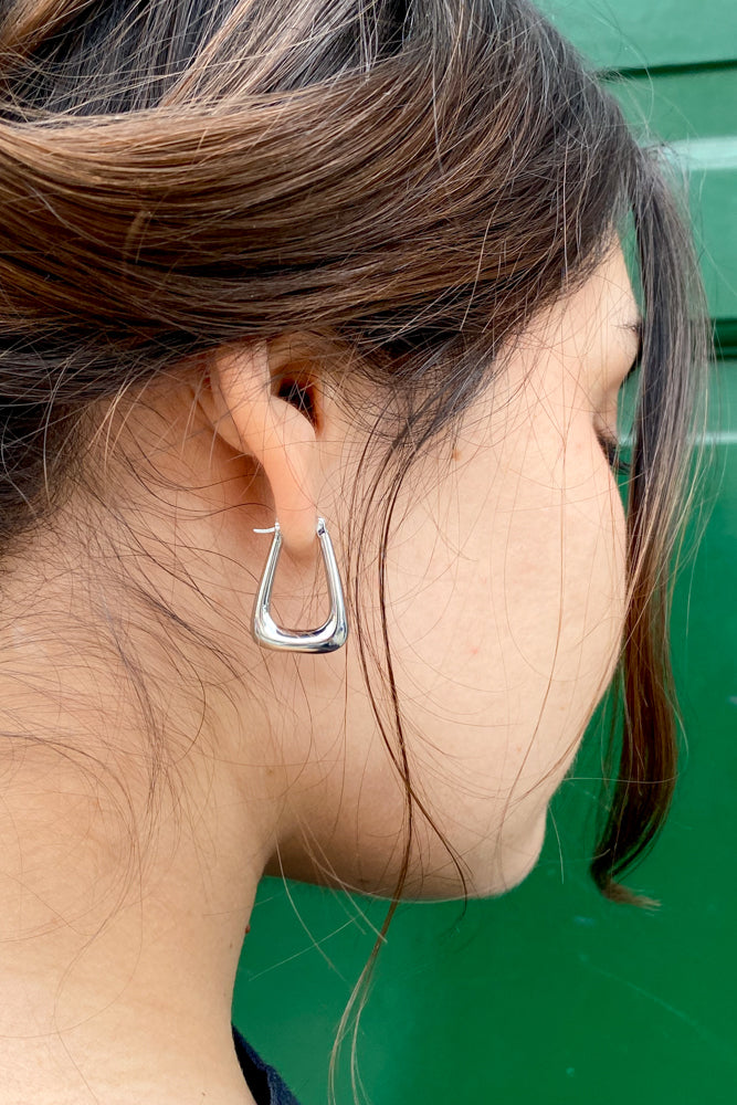 White Triangle Silver Earring - The Mercantile London