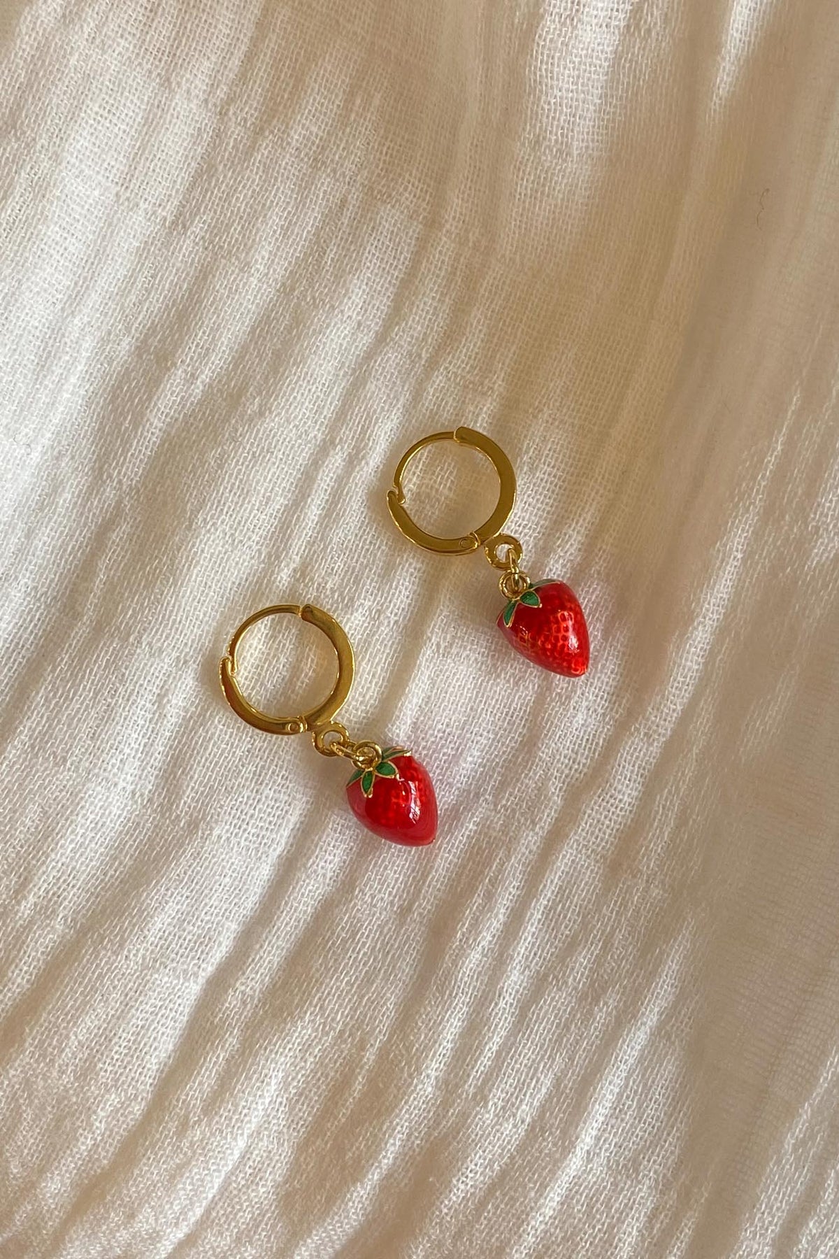 Amano Strawberry Huggie Hoops - The Mercantile London