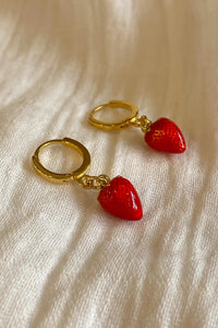 Amano Strawberry Huggie Hoops - The Mercantile London