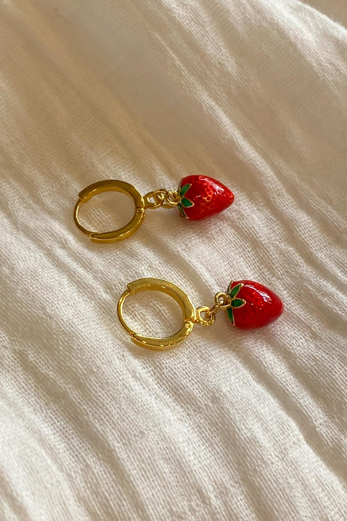 Amano Strawberry Huggie Hoops - The Mercantile London