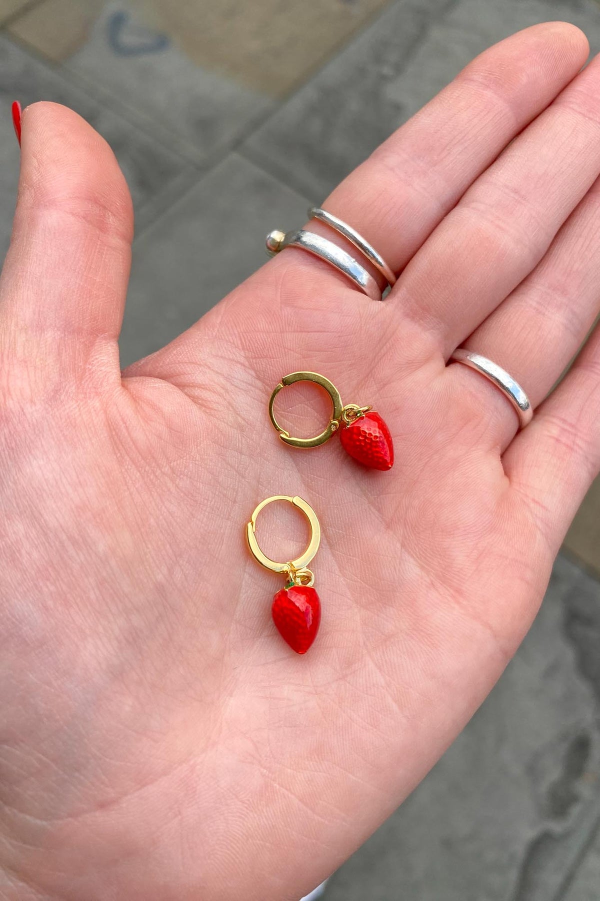 Amano Strawberry Huggie Hoops - The Mercantile London