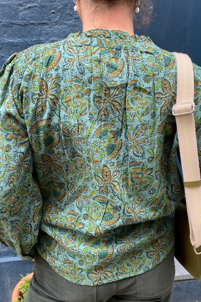 Indi & Cold Sage Printed Blouse - The Mercantile London