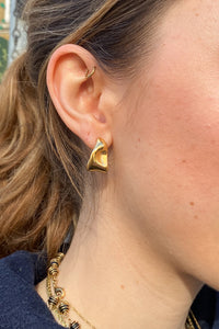 White Molten Curve Gold Plate Earring - The Mercantile London